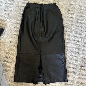 Real Vintage Leather Black Pencil Skirt